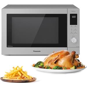 Panasonic NN-CD88QSEPG Forno a Microonde Combinato Air Fry con Grill al Quarzo 34L, 1000W, Scongelamento Automatico, Genius Sensor, Acciaio Inox, Argento