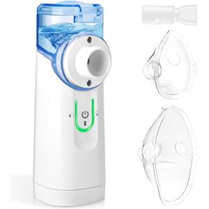 Pmgud Aersol Portatile Silenzioso,Macchina Aerosol Adulti e Bambini Nebulizzatore Apparecchio Aerosol con 2 Maschere e Boccaglio, Macchina Aerosol per Viaggi e Uso Domestico
