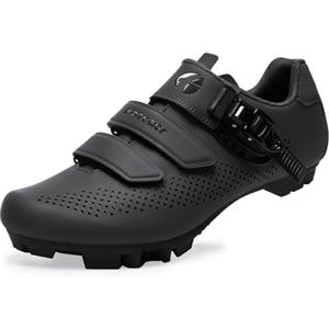 FOTGOAT Uomo Mountain Bike Ciclismo Scarpe Donne, for MTB-Scarpe Compatibile Installazione SPD Cleats BLACK/44 EU/Nessuna Cleats Inclusa