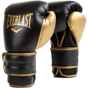 Everlast Guanti da Boxe Everlast Powerlock 2R 14oz Oro/Nero per sacco, colpitori e sparring, supporto polso Turnback avanzato, imbottitura a 4 strati e presa ergonomica - Originale Everlast