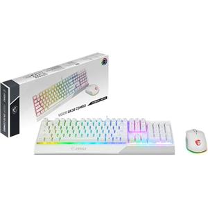 MSI Vigor GK30 COMBO IT Tastiera Gaming Semi Meccanica + Mouse Gaming Clutch GM11, RGB Mystic Light, hotkey multimediali, idrorepellente, ideale anche per Ufficio, Layout ITALIANO, Bianco