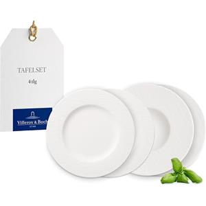 Villeroy & Boch - Manufacture set di piatti, 4 pz., set di stoviglie per 2 persone, porcellana Premium, bianco