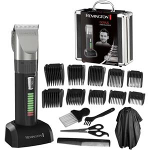 Remington Tagliacapelli Professionale - Lame in Ceramica autoaffilanti - 10 pettini, Funzionamento a rete-batteria, Batteria al litio a lunga durata, Custodia pro in alluminio, Mantella, HC5811
