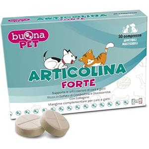Buona Pet Articolina Forte Cane 30cpr Integratore Articolazioni Cane, Mangime Complementare Dietetico Cani e Gatti, con Glucosamina e Condroitina, Collagene, ASU e PEA Levagen Plus®