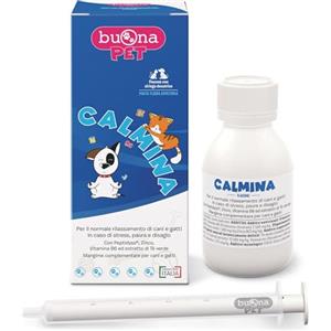 Buona Pet Calmina Mangime Complementare 60g con Siringa, Calmante per Cani e Gatti con Peptidyss®, Zinco, Vitamina B6, tè Verde e Griffonia, Rilassante per Cani e Gatti, Made in Italy