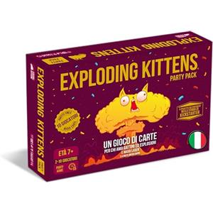 Exploding Kittens Asmodee - EXPLODING KITTENS: PARTY PACK (Nuova Edizione) - Carte da Gioco | Gioco da Tavolo Rapido e Divertente a Tema Gatti Esplosivi - 2-10 Giocatori - 7+ Anni - 15 Minuti - Edizione Italiana