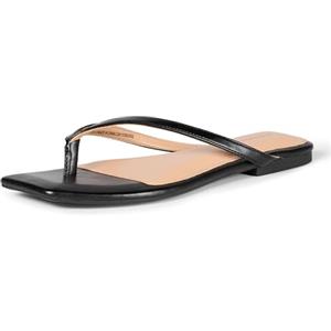 Amazon Essentials Thong Sandals Donna, Similpelle Nera, 35 EU
