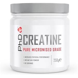 PhD Nutrition Creatina monoidrata in polvere 250g - Creatina micronizzata per incrementare le prestazioni fisiche durante un allenamento alla forza esplosiva, Senza additivi
