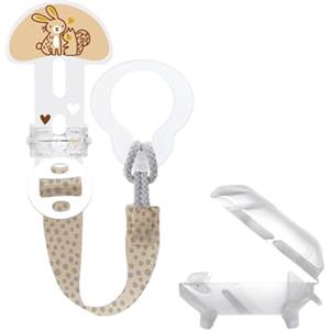 MAM Clip it! & Cover Catenella Portaciuccio, Catenella ciuccio 0+ mesi regolabile con anello rimovibile e con salvasucchietto, Compatibile con accessori neonato, succhietti e dentaruoli, Neutro