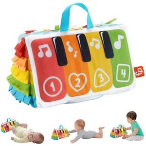 Fisher-Price - Palestrina Baby Piano, pianoforte morbido con luci e musica per il gioco sensoriale distesi sul pancino, 4 tasti attivabili inclusi, giocattolo per bambini, 0+ anni, HND54