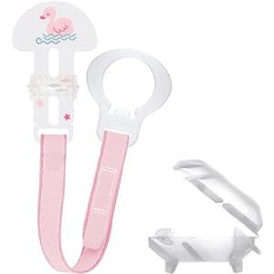 MAM Clip & Cover Catenella Portaciuccio, Catenella ciuccio 0+ mesi regolabile con chiusura a velcro e salvasucchietto, Compatibile con accessori neonato, succhietti e dentaruoli, Rosa