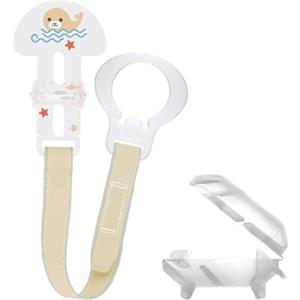 MAM Clip & Cover Catenella Portaciuccio, Catenella ciuccio 0+ mesi regolabile con chiusura a velcro e salvasucchietto, Compatibile con accessori neonato, succhietti e dentaruoli, Neutro