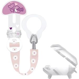 MAM Clip it! & Cover Catenella Portaciuccio, Catenella ciuccio 0+ mesi regolabile con anello rimovibile e con salvasucchietto, Compatibile con accessori neonato, succhietti e dentaruoli, Rosa