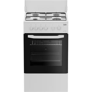 Beko - CSS42014FW - Cucina 50X50, Forno Elettrico Statico + Piano con 4 bruciatori a gas e griglie a piattina, Classe A, Controllo Meccanico, Colore Bianco, Dimensioni HxLxP: 85,0 x 50,0 x 50,0