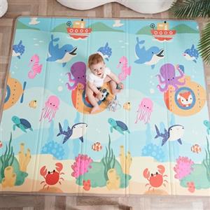 SUPERBE BEBE Tappeto Gioco Bambini Pieghevole 150x180x1cm Palestrina Neonato Montessori Reversibile Non Tossico E Impermeabile In Schiuma Per Bimbi. Palestra Neonati - Tappeto Tummy Time Neonati - Regalo Bambino
