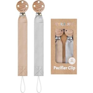 TYRY.HU Catenella Portaciuccio Tessuto Morbido Catenella Ciuccio Fatto a Mano Succhietto Porta Clip di Legno Cotone Bambini Ragazzi Massaggiagengive Clip Baby Regalo,2 Pezzi