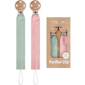 TYRY.HU Catenella Portaciuccio Tessuto Morbido Catenella Ciuccio Fatto a Mano Succhietto Porta Clip di Legno Cotone Bambini Ragazzi Massaggiagengive Clip Baby Regalo,2 Pezzi