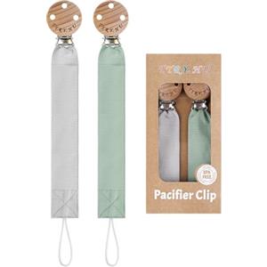 TYRY.HU Catenella Portaciuccio Tessuto Morbido Catenella Ciuccio Fatto a Mano Succhietto Porta Clip di Legno Cotone Bambini Ragazzi Massaggiagengive Clip Baby Regalo,2 Pezzi