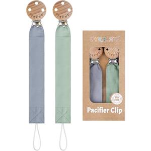 TYRY.HU Catenella Portaciuccio Tessuto Morbido Catenella Ciuccio Fatto a Mano Succhietto Porta Clip di Legno Cotone Bambini Ragazzi Massaggiagengive Clip Baby Regalo,2 Pezzi