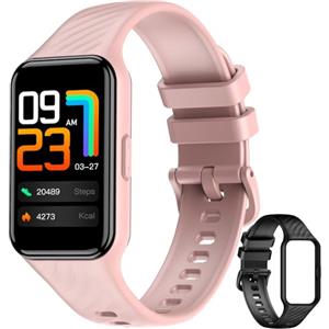 Baolubao Smartwatch Donna Uomo, 10 ATM Impermeabil con Cardiofrequenzimetro/SpO2/Sonno/Contapassi, Notifiche Smart Watch Orologio Fitness Activity Tracker per iOS Android (2 cinturini)