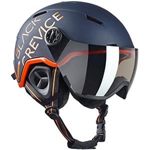 Black Crevice Skihelm Vail mit Visier, Casco Unisex Adulto, Blu Navy Opaco/Arancione, M