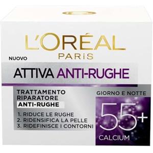 L'Oreal Paris L'ORÉAL Attiva Antirughe 55+ Crema Viso Donna Antirughe Riparatrice Giorno con Calcium, 50 ml