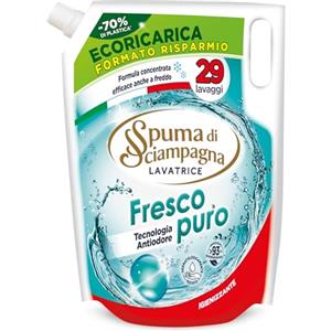 Spuma di Sciampagna - Ecoricarica Detersivo Lavatrice Fresco Puro, Formula Concentrata con Tecnologia Antiodore, Igienizzante con 93% di Ingredienti Biodegradabili - 1305 ml, 29 Lavaggi