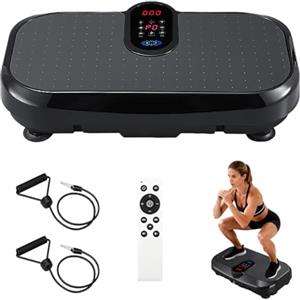 TECKZOON Pedana Vibrante Dimagrante, Fitness Pedana Vibrazioni con Telecomando e Fasce di Resistenza, 120 Velocità Regolabili, Peso Massimo 300KG, Piattaforma per il Fitness Tavola Vibrante per Casa