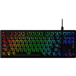 HyperX Alloy Origins Core PBT, Tastiera Meccanica da Gaming Cablata, Illuminazione RGB, Telaio Alluminio, 80 Milioni di Pressioni, Copritasti presenti, 3 Dispositivi Collegabili, Layout Inglese, Nera