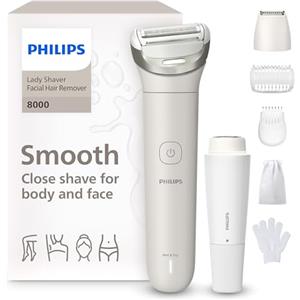 Philips Lady Shaver Serie 8000 - Rasoio senza filo, Wet & Dry, sistema di rasatura a 3 lame, testina di rasatura flessibile,per viso,corpo, gambe e zona bikini,100 minuti di utilizzo,modello BRL159/00