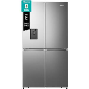 Hisense RQ758N4SWSE Frigorifero Quattro Porte Americano, Grande capacità 606 litri, Finitura Inox, Total No Frost, Classe E, Motore Inverter, Metal Cooling, Convert Zone, WiFi