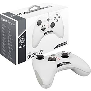 MSI FORCE GC20 V2 BIANCO Wired PC Gamepad Controller - Coperture D-Pad sostituibili, due motori a vibrazione, USB 2.0 - cablato