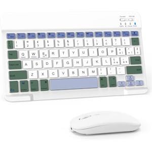 LAMA Tastiera e Mouse Wireless, Tastiera Tablet Universale Ultra Sottile Ricaricabile, Tastiera Bluetooth Portatile per iPad/Tablet/iOS/Android/Windows/Laptop/Computer Desktop/Telefoni