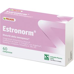 Schwabe Estronorm - Integratore per la Menopausa con Soia, Trifoglio, Ginseng e Vitamine E, B6 e D3 - 60 Compresse