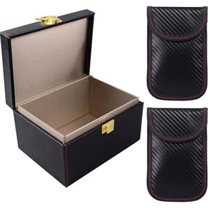igadgitz Home U7260 Faraday Box, Protezione RFID, Custodia Schermata Segnale e 2 Faraday Bag, Set di Custodie per Chiavi RFID - Nero