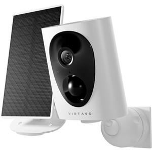 virtavo 2K Telecamera WiFi Esterno Senza Fili, Starlight Lente, Videocamera Sorveglianza con Pannello Solare, Visione Notturna a Colori, Rilevamento PIR, Audio Bidirezionale, SD/Cloud, SF1