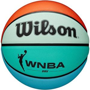 Wilson Pallone da Basket WNBA DRV Bright, Con Canali Profondi e Rivestimento Ad Alte Prestazioni, Con Ritenzione Dell'Aria Ottimizzata, Per Tutte Le Superfici, Colore: Arancione/Turchese, Taglia: 6