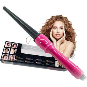 TEMPO DI SALDI Cono per Capelli Professionale, Temperatura Max 210°C e cavo girevole a 360°, Cono Arricciacapelli per Acconciatura effetto Beach Waves Veloce e Duratura