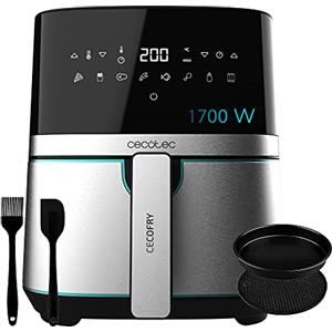 Cecotec Friggitrice ad Aria calda 5.5 L Cecofry Full Inox Pro 5500 con Accessori. 1700 W, Compatta e Digitale, Dietetica in Acciaio inox, senza Olio, Tecnologia PerfectCook, Termostato