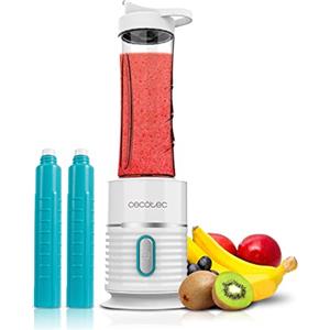Cecotec Frullatore Portatile per Smoothies Power Titanium 500 EasyGo. 500 W, 4 lame con Rivestimento in Titanio Nero, 2 Bicchieri da 600 ml con Coperchio Antigoccia, 2 Tubi Refrigeranti