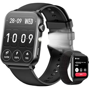 Baolubao Smartwatch Uomo Donna, 2025 Smartwatch per uomo con torcia, Bluetooth Chiamate,100+ Modalità Sportive, Cardiofrequenzimetro/SpO2/Monitoraggio del sonno, IP68 impermeabile per Android iOS