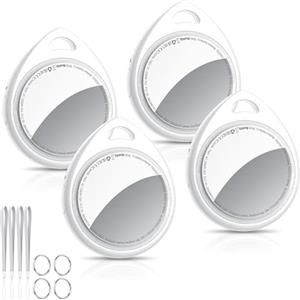 QCOQ® Air Tags 4 Pezzi Locator, Smart Tracker Bluetooth Compatibile con Apple Dov'è App (solo iOS), Localizzatore Chiavi fino a 100dB con Batteria Sostituibile per Chiavi/Bagagli/Valigie/Portafogli