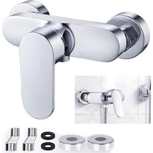 URHELP Rubinetto doccia argento miscelatore montaggio a parete con uscita G1/2