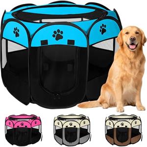 JUPPLIES Recinto Pieghevole per Cani e Gatti - Box Portatile in Tessuto Oxford Impermeabile, per Cuccioli e Animali da Interno o Esterno, Montaggio Rapido Senza Attrezzi (Blu, 114x114x58cm, 8)