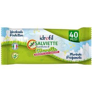 Idrofil Salviettine Citronella 40 Pezzi - Protezione Naturale contro Insetti, Dermatologicamente Testate