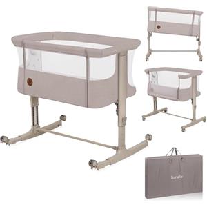 lionelo Aurora 3in1 Culla Co-sleeping e Lettino da viaggio per neonato bambini fino 9kg Regolabile in altezza e Inclinazione Parete aperta rete traspirata Materasso innovativo Zanzariera