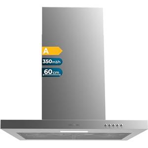 Cecotec Cappa Aspirante 60 cm Flux TM 603500 Inox A. Potenza Di Aspirazione 350M3/H, Motore 70W, Controllo Meccanico, 3 Livelli Di Potenza, Luce E Filtro Al Carbonio, Inox