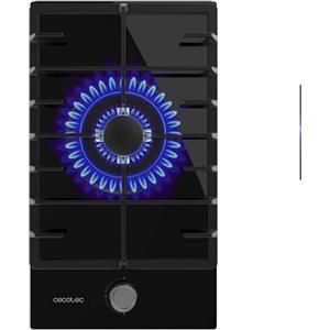 Cecotec Piano Cottura Gas Butano e Naturale 1 Fuoco Bolero Squad G 1200F Glass Black. 3500W, Vetro Nero, Griglie Complete Ghisa, WOK Tripla Corona, Accensione Elettrica, Sistema di Sicurezza