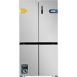 Cecotec Frigorifero Americano 4 Porte Inox da 490 L CoolMarket 4D 490 Inox E. Altezza 183 cm, larghezza 91 cm, basso consumo, motore inverter Plus, Fast Cooling e Fast Freezing, Total NoFrost