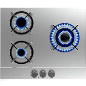 Cecotec Piano cottura a gas Bolero Squad G 3200S Inox. 6250W, 3 fuochi, acciaio inox, griglie individuali in ghisa, bruciatore WOK tripla corona, accensione elettrica, sistema sicurezza valvole.